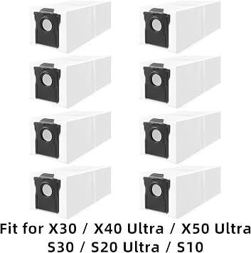 集塵袋。 Dreame X50 / X40 / X30 / L50 / L40 Ultra、ロボット掃除機交換用自動空ステーションと互換性あり8 Pcs