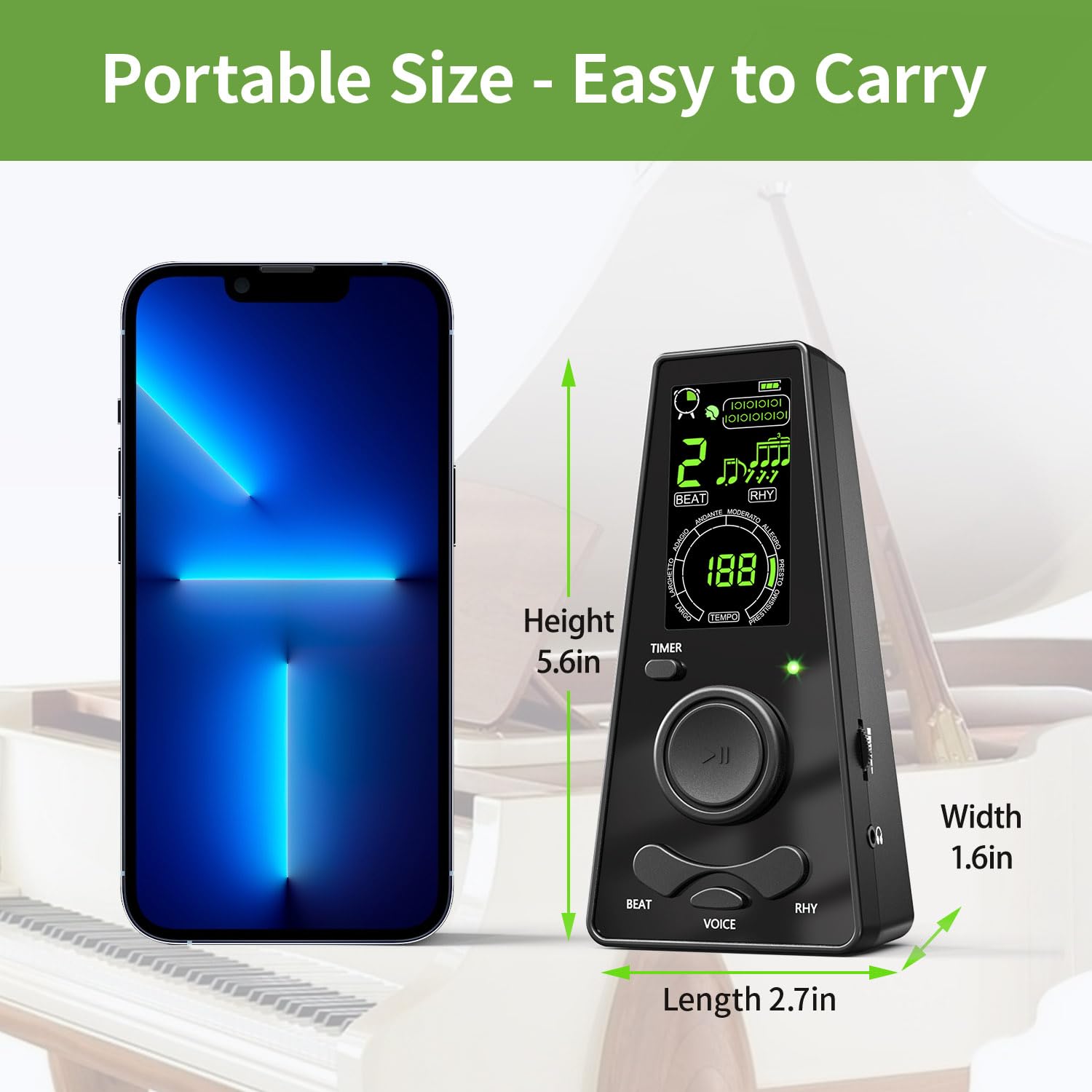 Metrónomo digital electrónico para músicos, piano, guitarra, violín, instrumento universal