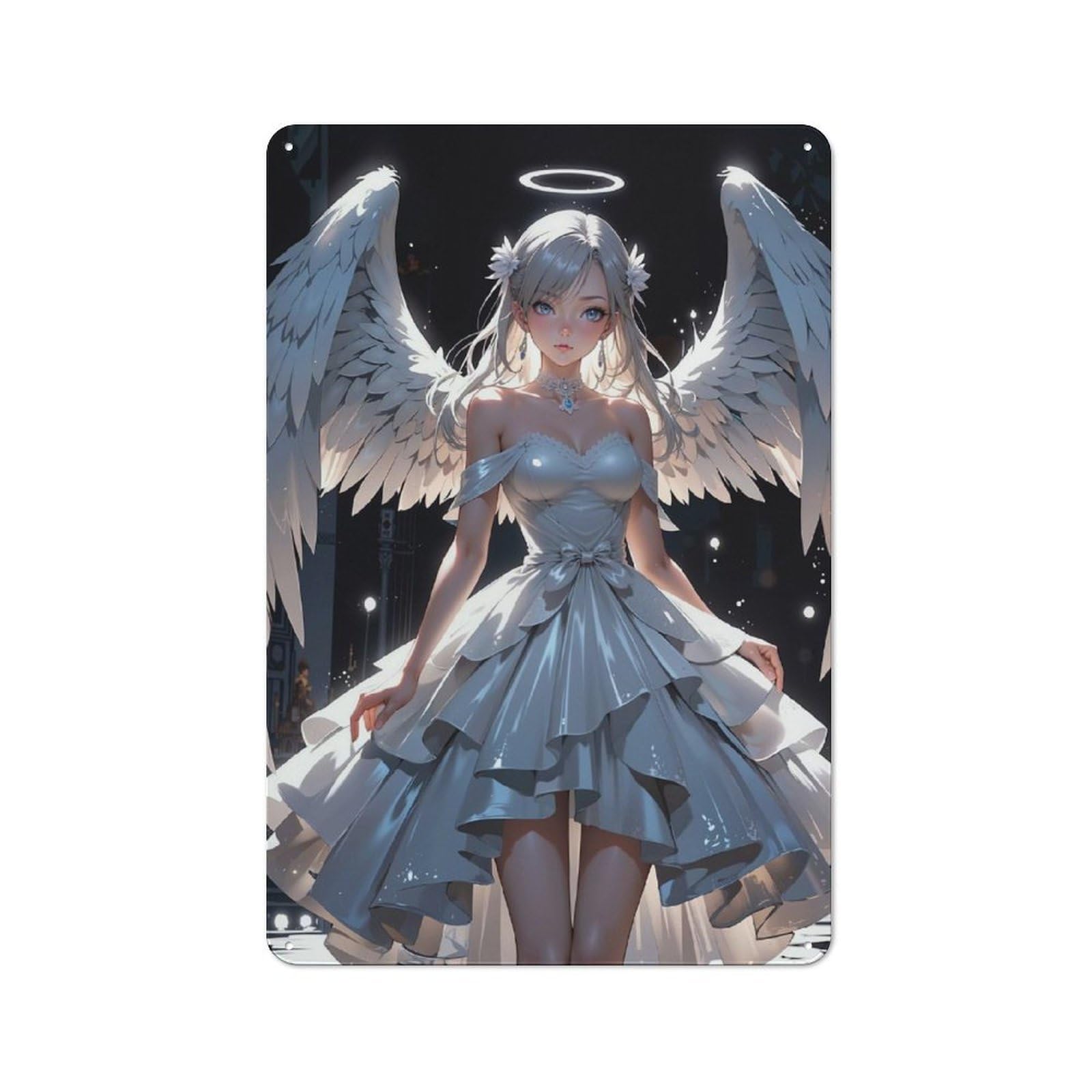 Rustic Angel in White Dress Tin Wall Sign 30x20cm, Kitchen Wall Decor for Bakery, Diner, Cafe Or Family Room