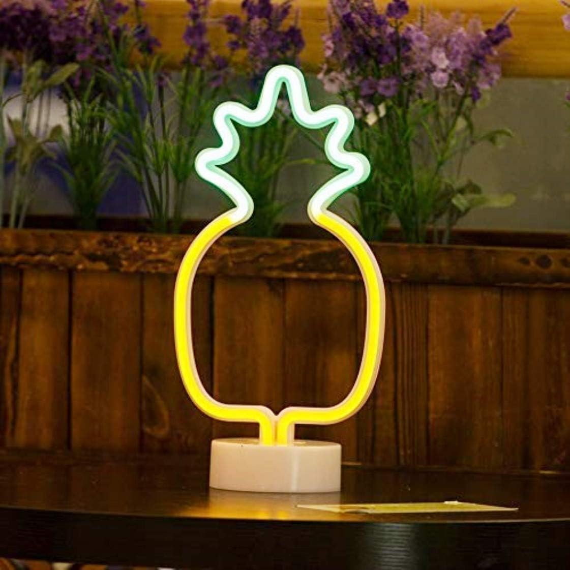 QiaoFei Pineapple Neon Signs Neon Lights with Holder Base Decor Light,LED Light Up Pineapple Sign Shaped Decor Light,Marquee Signs/Wall Decor for Christmas,Birthday Party,Kids Room,Living Room Decor