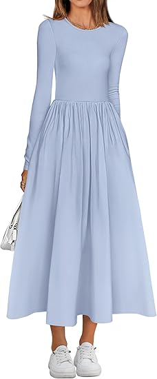 BTFBM Casual Long Sleeve Dresses Spring Dresses 2025 Wedding Guest Dress Midi Dress Flowy Bohemian Long Dress