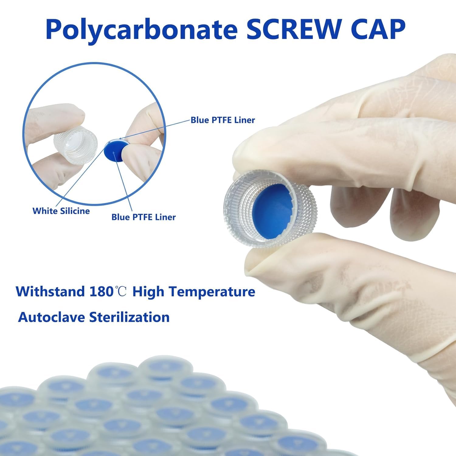 ALWSCI 100 Unidades 16X100mm Tubos de Ensayo de Vidrio, Tubo de Cultivo de Vidrio de 10ml, Fondo Redondeado, Tapón de Rosca con PTFE/Silicona/PTFE Liner