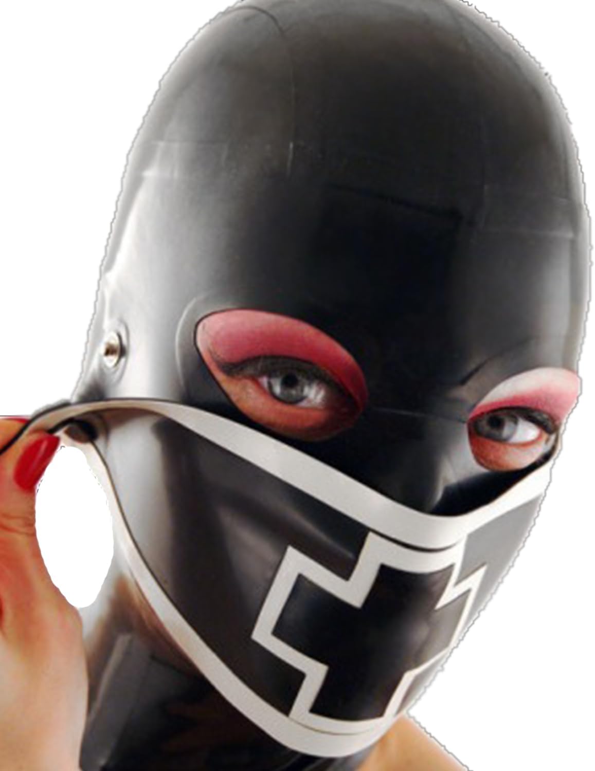 Latex Hood Back Zipper Rubber Head Mask Removable Latex Head Cover Unisex Cosplay Club Wear BDSM Fetish
