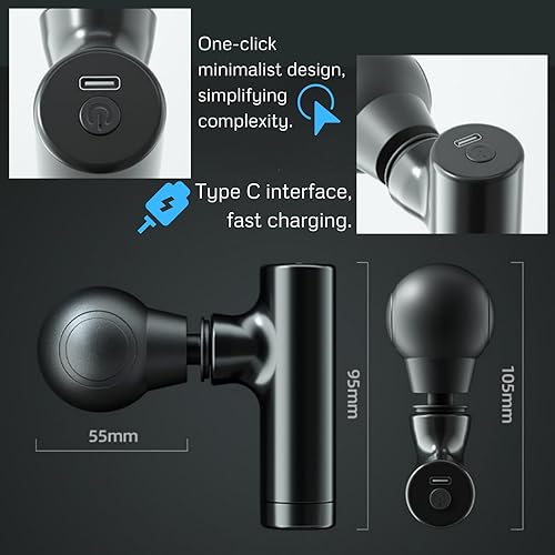 Miniatura 6 de Mini pistola de masaje para viajes, portátil y ligera, funcionamiento silencioso, recargable por USB, ideal para la oficina y sobre la marcha,