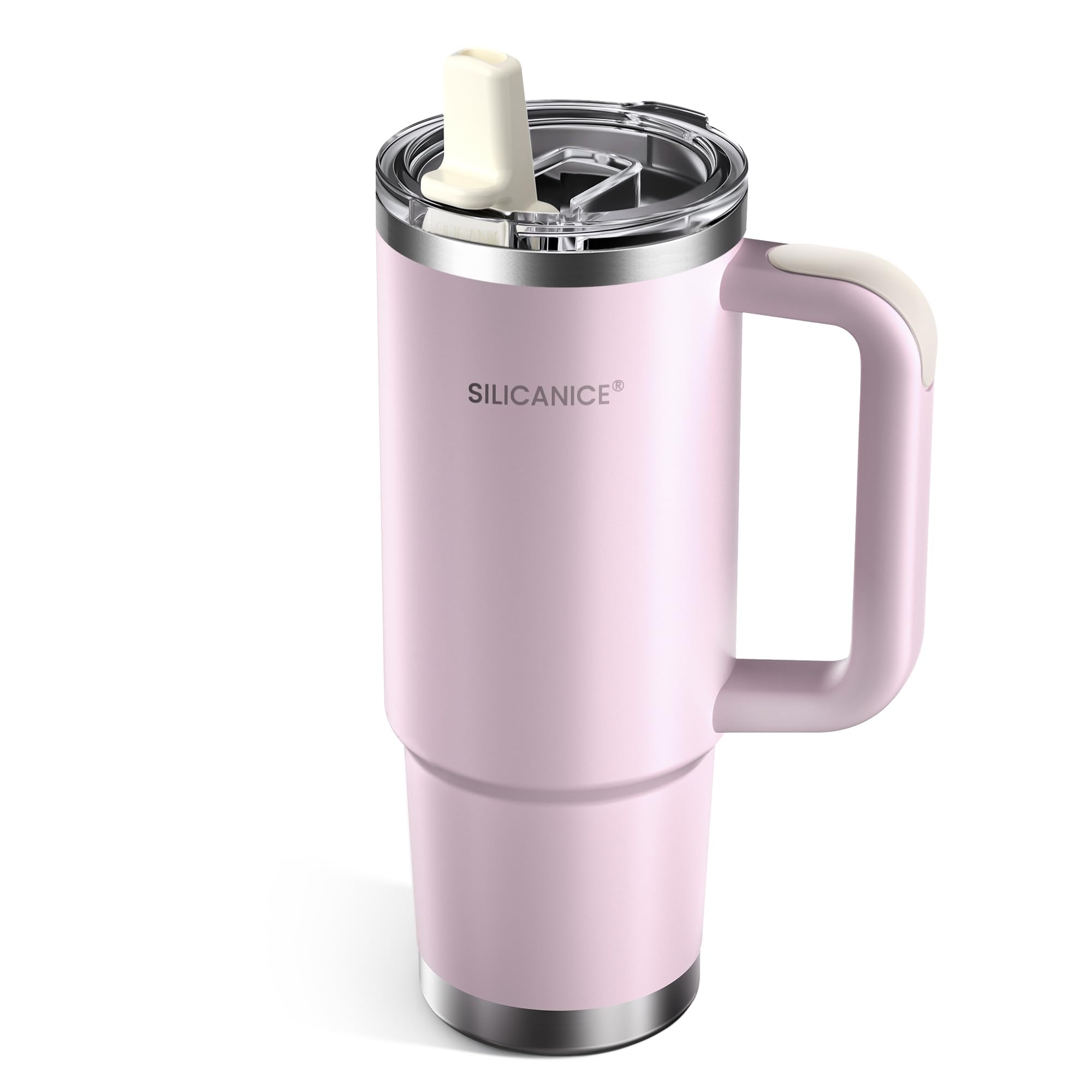 360° Travel Tumbler - 30 oz | Leakproof & Vacuum Insulated | Perfect for Men & Women | Handle & Flip Straw Lid | Pink - 