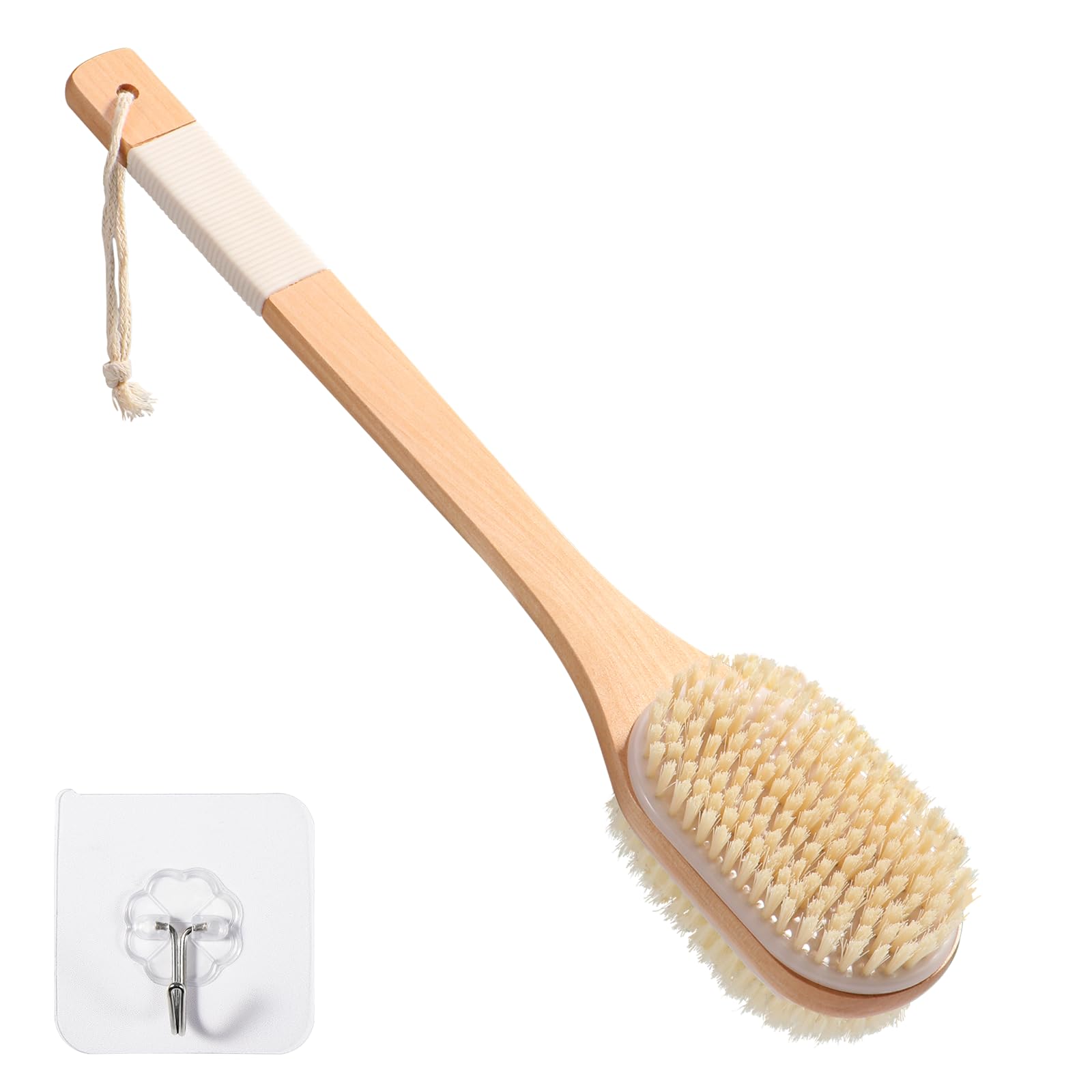 Back Scrubber with Long Handle 43CM - Double Sided Body Brush for Use in Shower & Dry Brushing, Exfoliating with Soft & Firm Bristles for Shower, Back, Feet Men & Women, Seniors