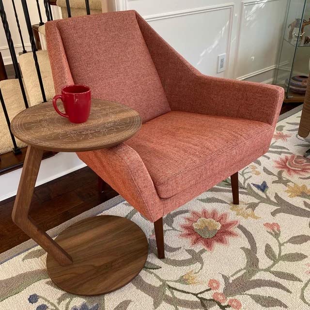 Mandala Design C Shape Couch Table, C Round Computer Table