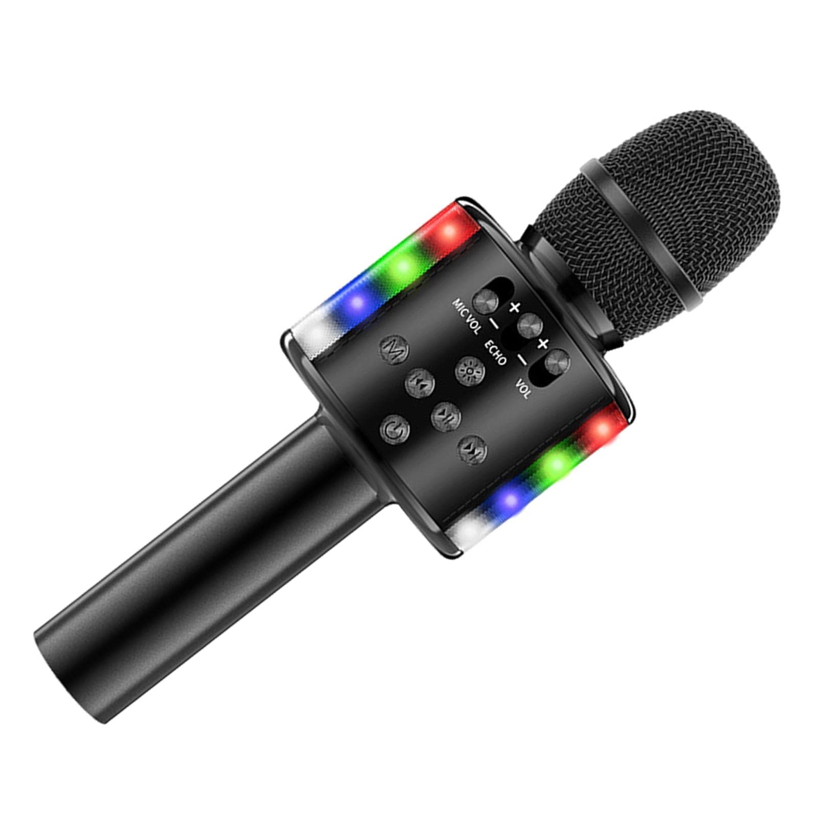 Przenośny bezprzewodowy głośnik mikrofonowy do karaoke z diodami LED dla dzieci i dorosłych – profesjonalna jakość dźwięku, długi czas pracy baterii – idealny na domowe imprezy i imprezy