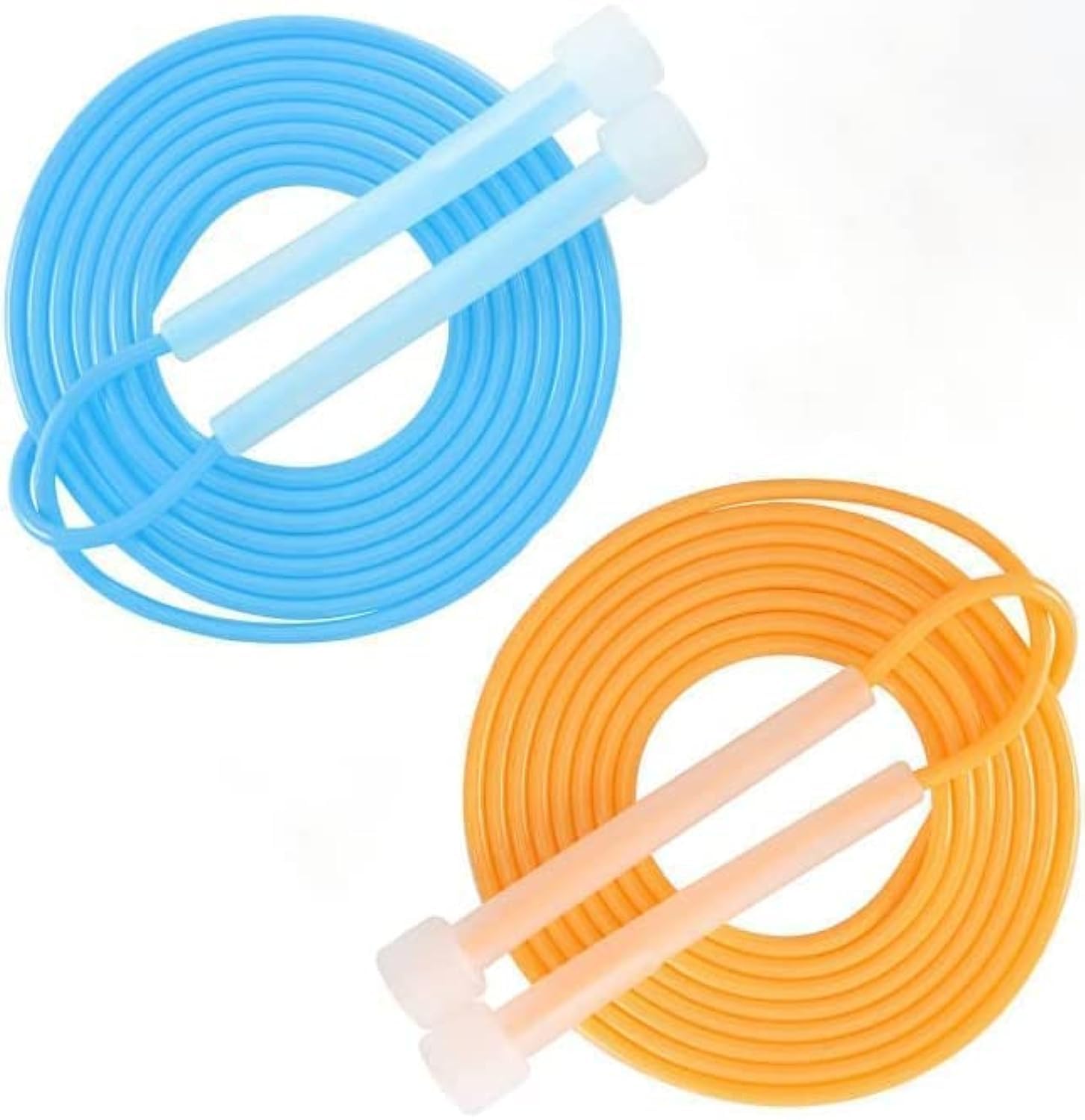 SYOSI Speed Jump Ropes for Fitness, 2-Pack Adjustable Skipping Rope with Non-slip Plastic Handles, Lightweight PVC Tangle-Free Workout Jump Ropes Crossfit Equipment for Athletes, Men, Women and Kids