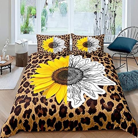 Leoparden-Bettbezug-Set, Queen Size, 3D-Tierdruck, Bettbezug, Afrika, Wildtierwelt Cover