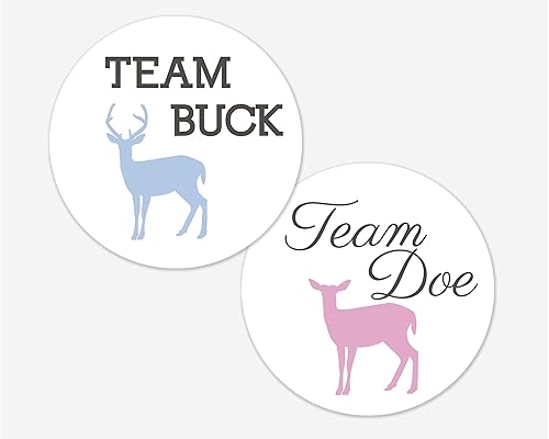 1.5" - 60 Deer Gender Reveal Stickers, Team Buck and Team Doe (#361)