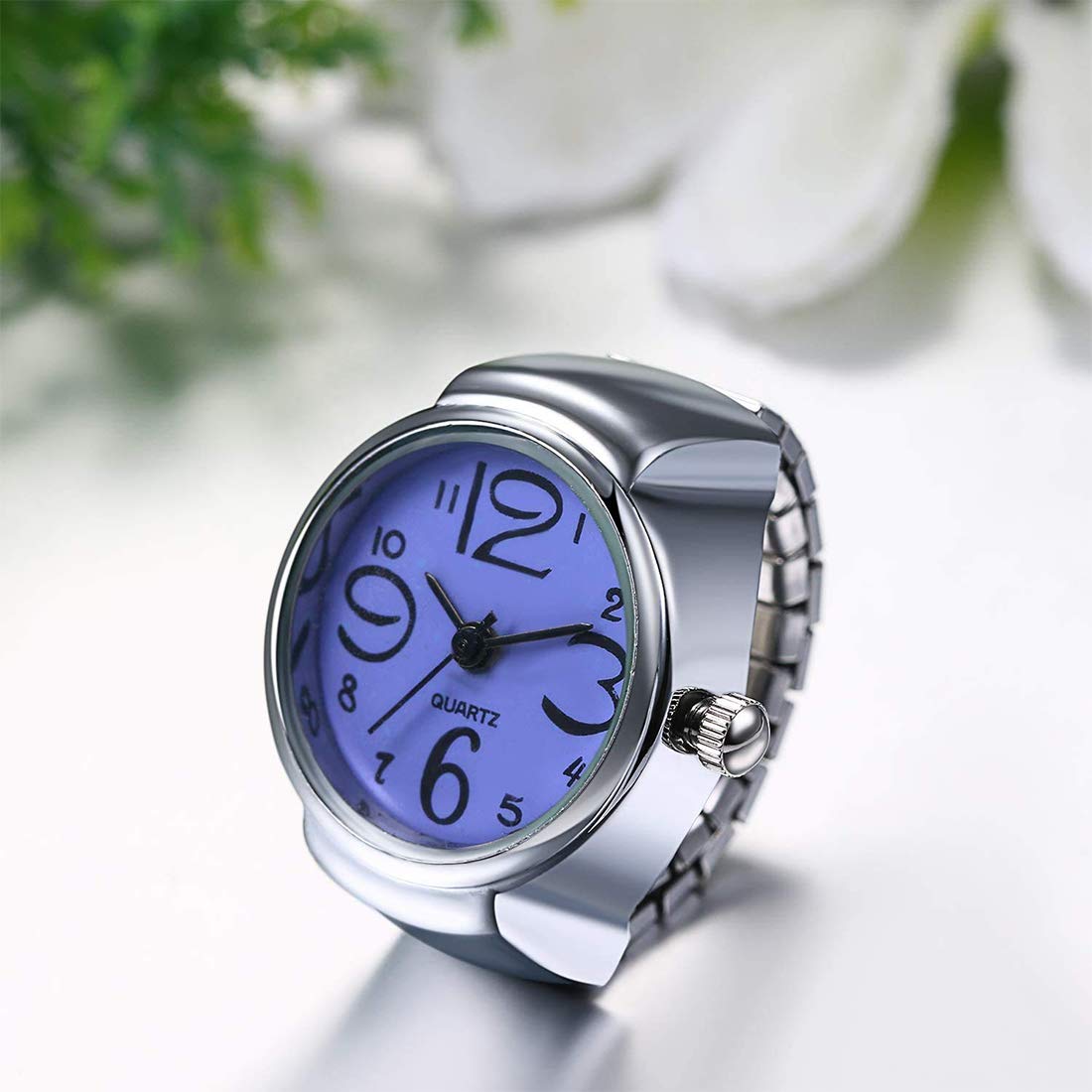 Stainless Steel Analog Watch Ring for Women and Girls