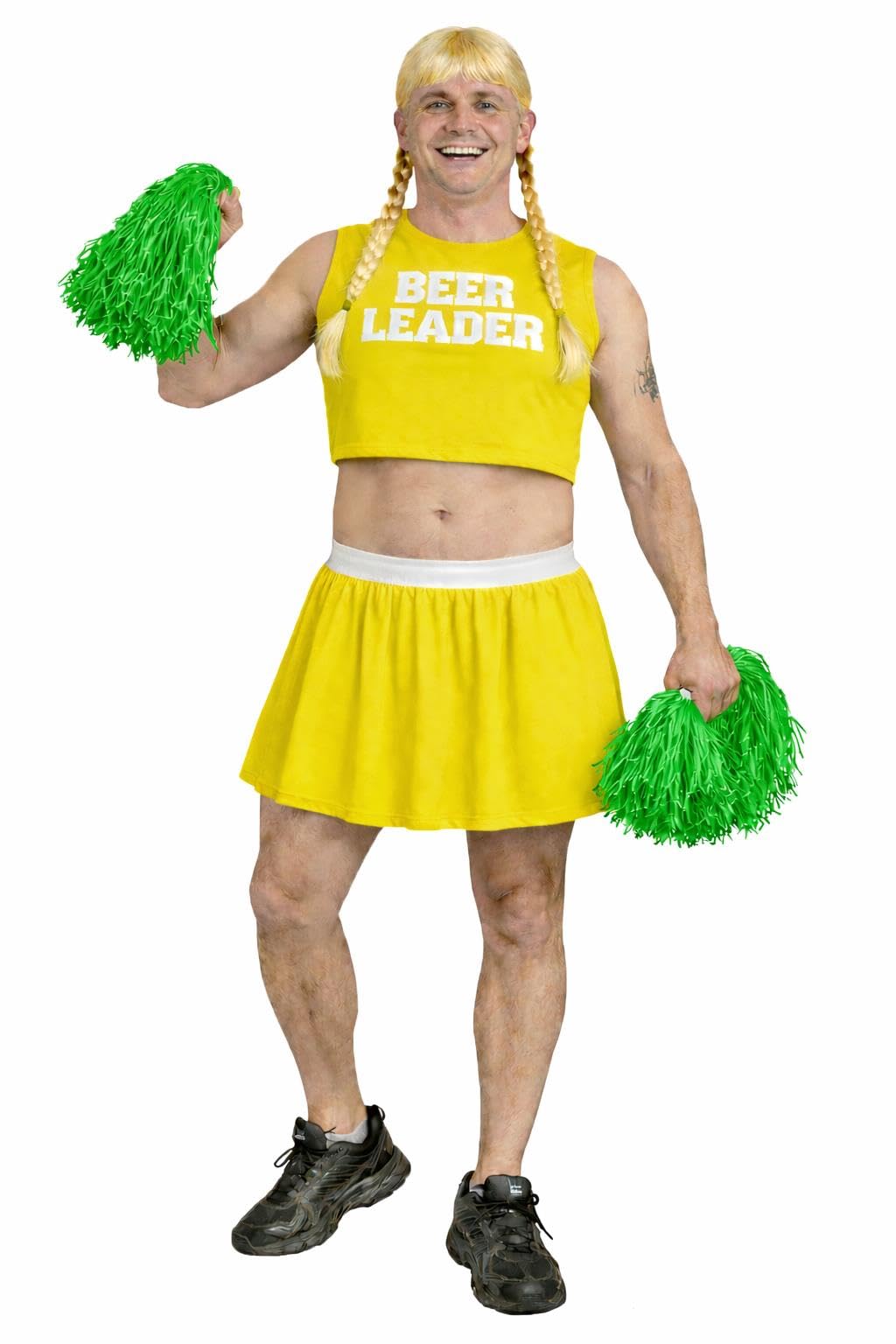 The Dragons Den Mens Funny Cheerleader Beer Leader Stag Party Stag Night Fancy Dress Costume [Yellow S-M] — image 1