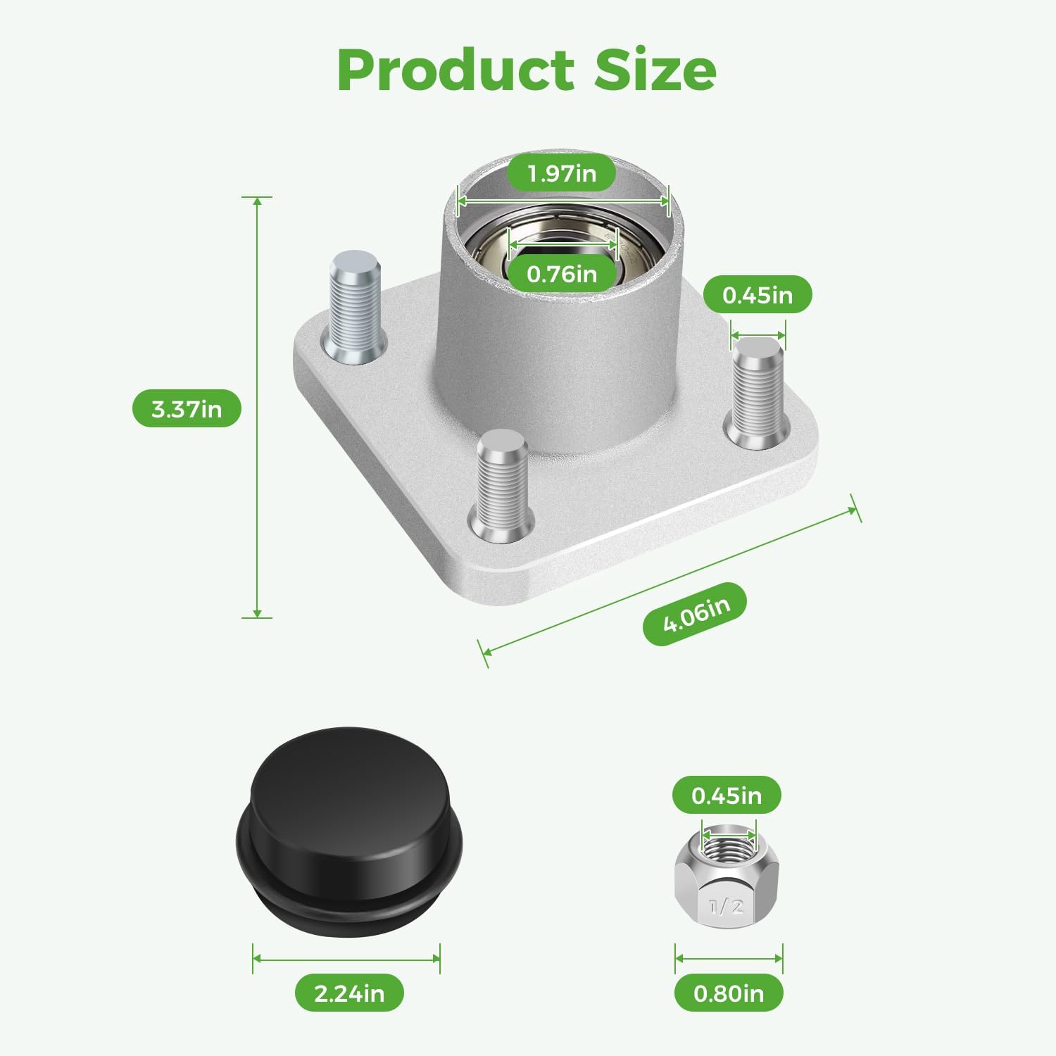 10L0L Golf Cart Front Wheel Hub Assembly for EZGO RXV 2008-up Gas & Electric, with Bearing & Cap, OEM# 609603 600001 Set of 2