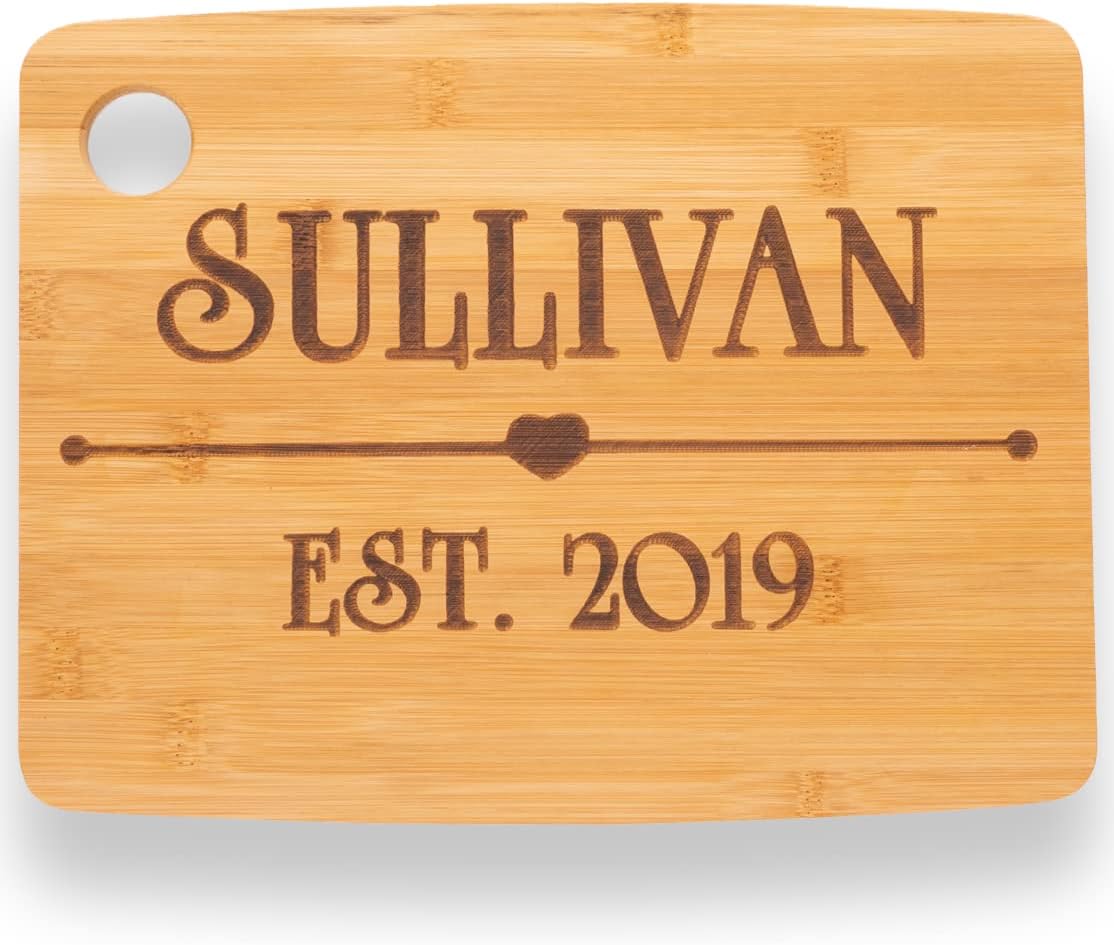 Custom Catch Personalized Cutting Board Wedding Gift - Durable Bamboo (Heart)