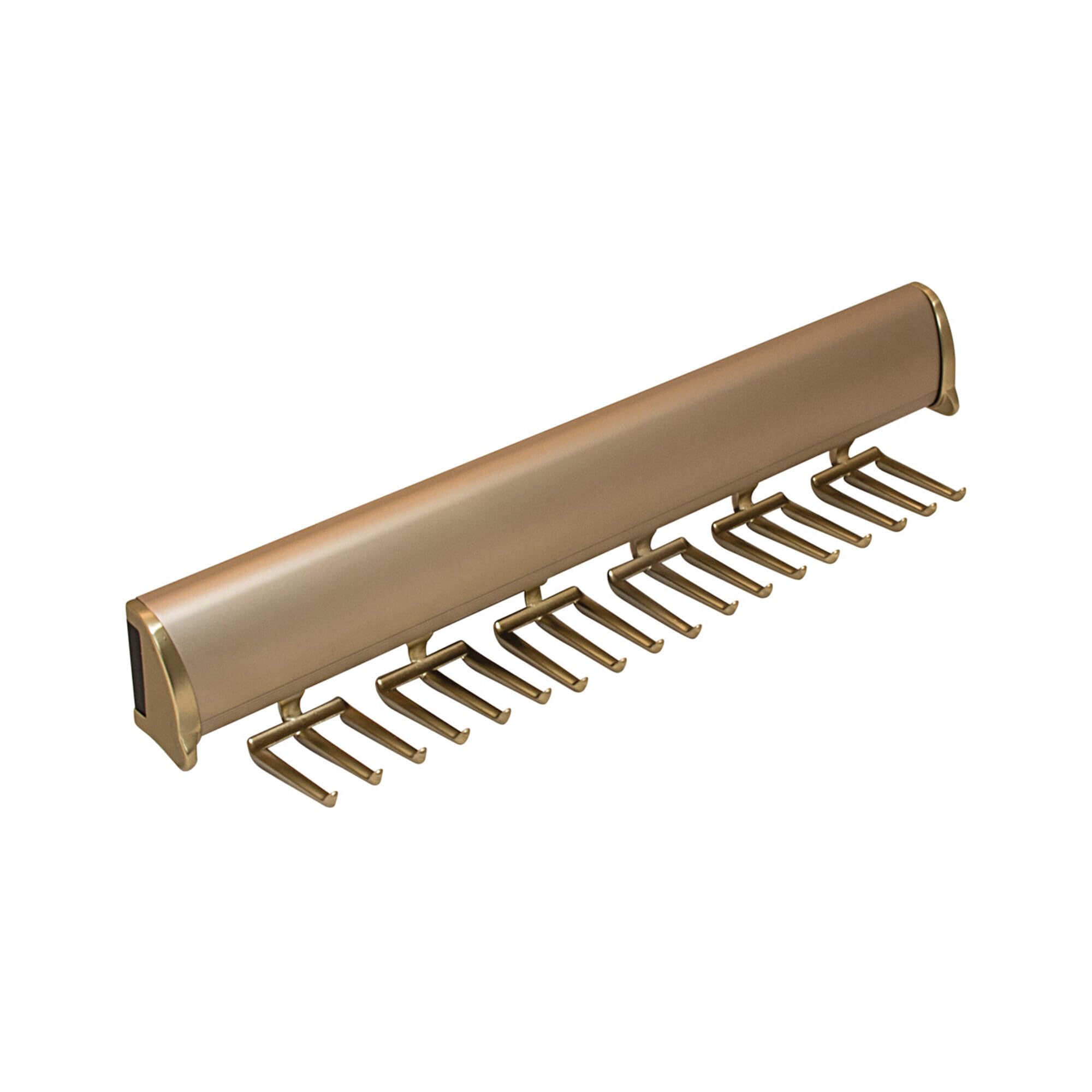 Brixwell QIMX-005 Tie Rack, 18 Hook with Full Extension Slide Matt Gold Finish