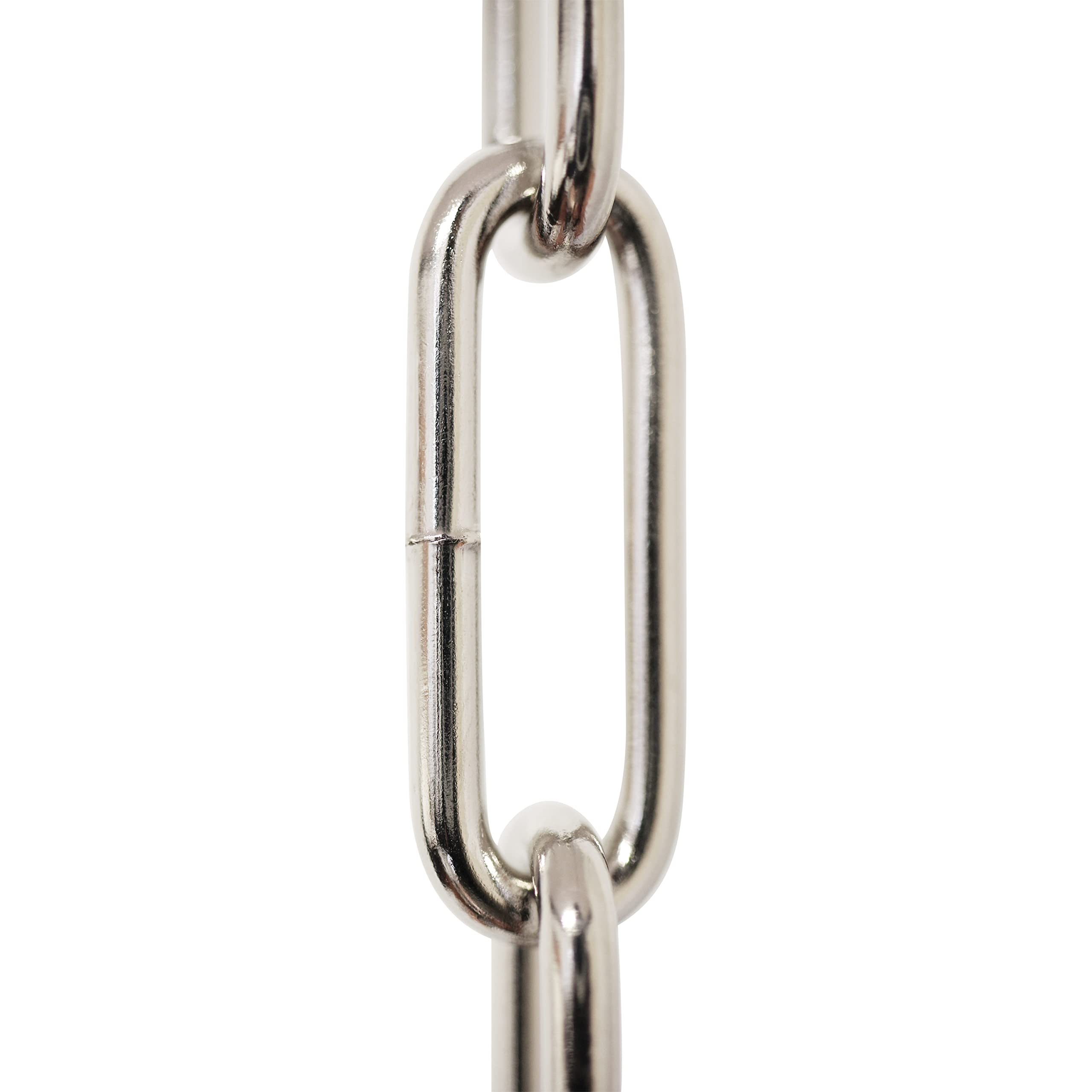 RCH Hardware CH-S59-04-PN-10 |9 Gauge Decorative Solid Steel Oval Link Fixture Chain | 10 Foot Increments | Polished Nickel Finish