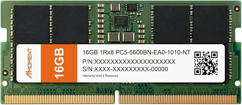 MMOMENT MD-5S DDR5 SODIMM 16GB 5600Mhz PC5-44800 Laptop Memory Module Ram CL46, Non-ECC Unbuffered, 1.1V, 262 Pin