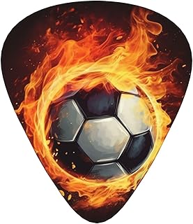Fire Football Guitar Picks 12 Pack Bass Picks with Organizer Box Guitar Plectrum Includes Thin Medium Heavy Guitar Picks Ukulele Picks for Bass Acoustic Electric Guitars
