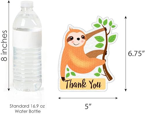 Miniatura 5 de Big Dot of Happiness Let's Hang – Tarjetas con forma de perezoso – Baby Shower o fiesta de cumpleaños Nota de agradecimiento con sobres – Juego de 12