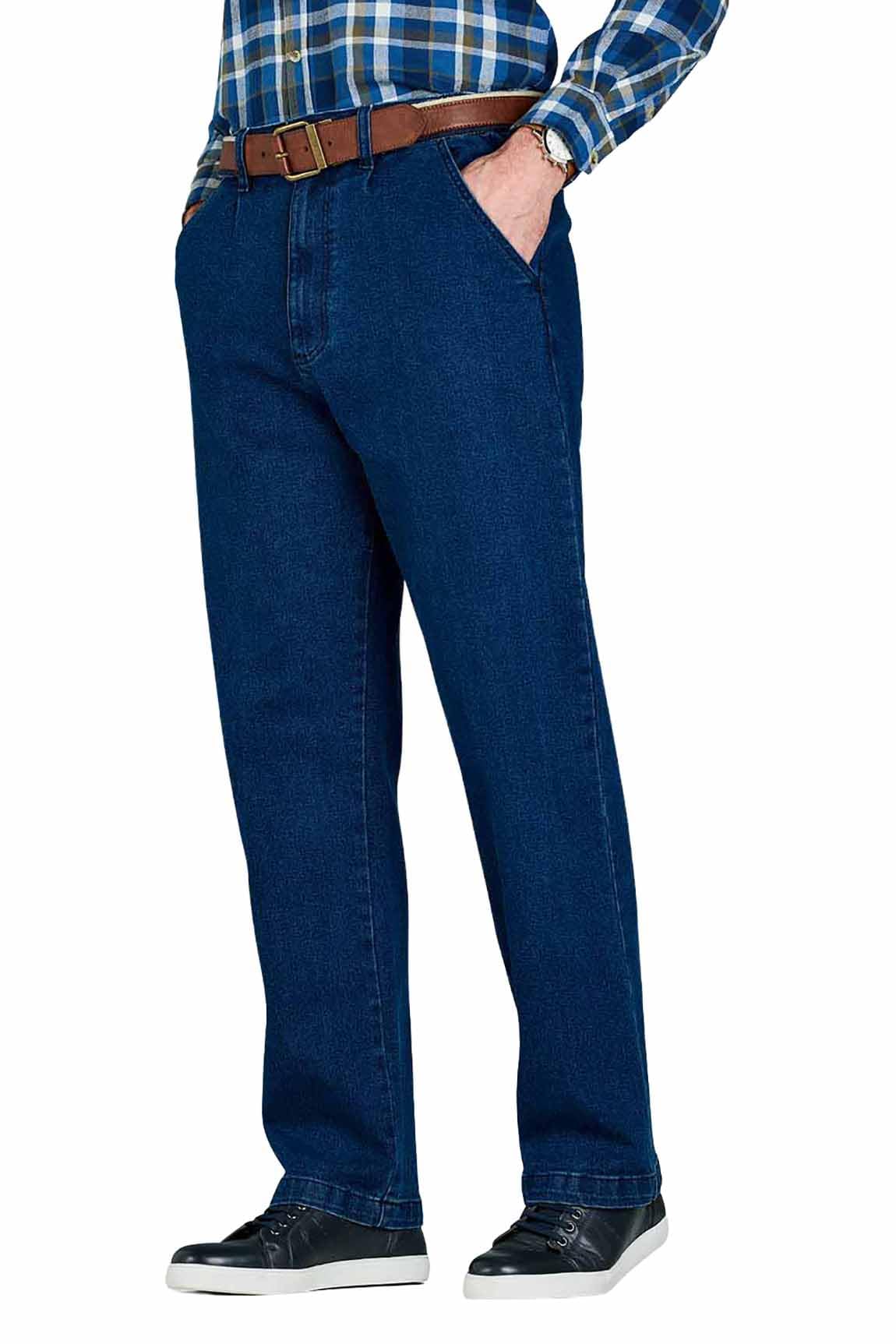 Chums Men's Indigo High-Rise Denim Elasticated Stretch Cotton Jean 34W / 29L