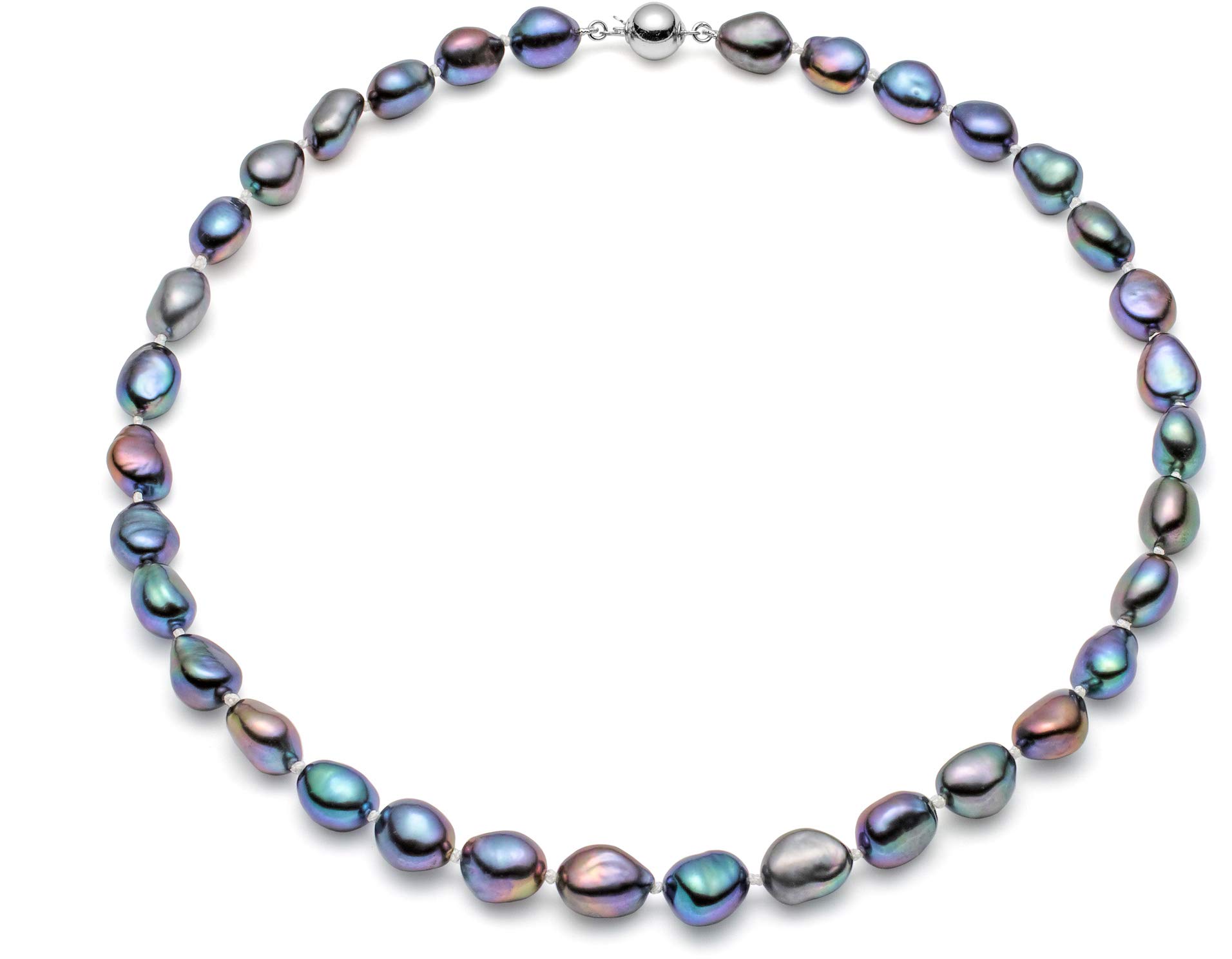 HinsonGayle AAA Handpicked 10-11mm Baroque Freshwater Cultured Pearl Necklace (Silver 18 inch)