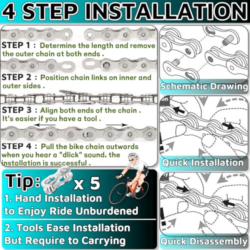 image for HuGuWdy Missing Link 5 Pairs for 11 Speed Chain Master Link for Bicycl
