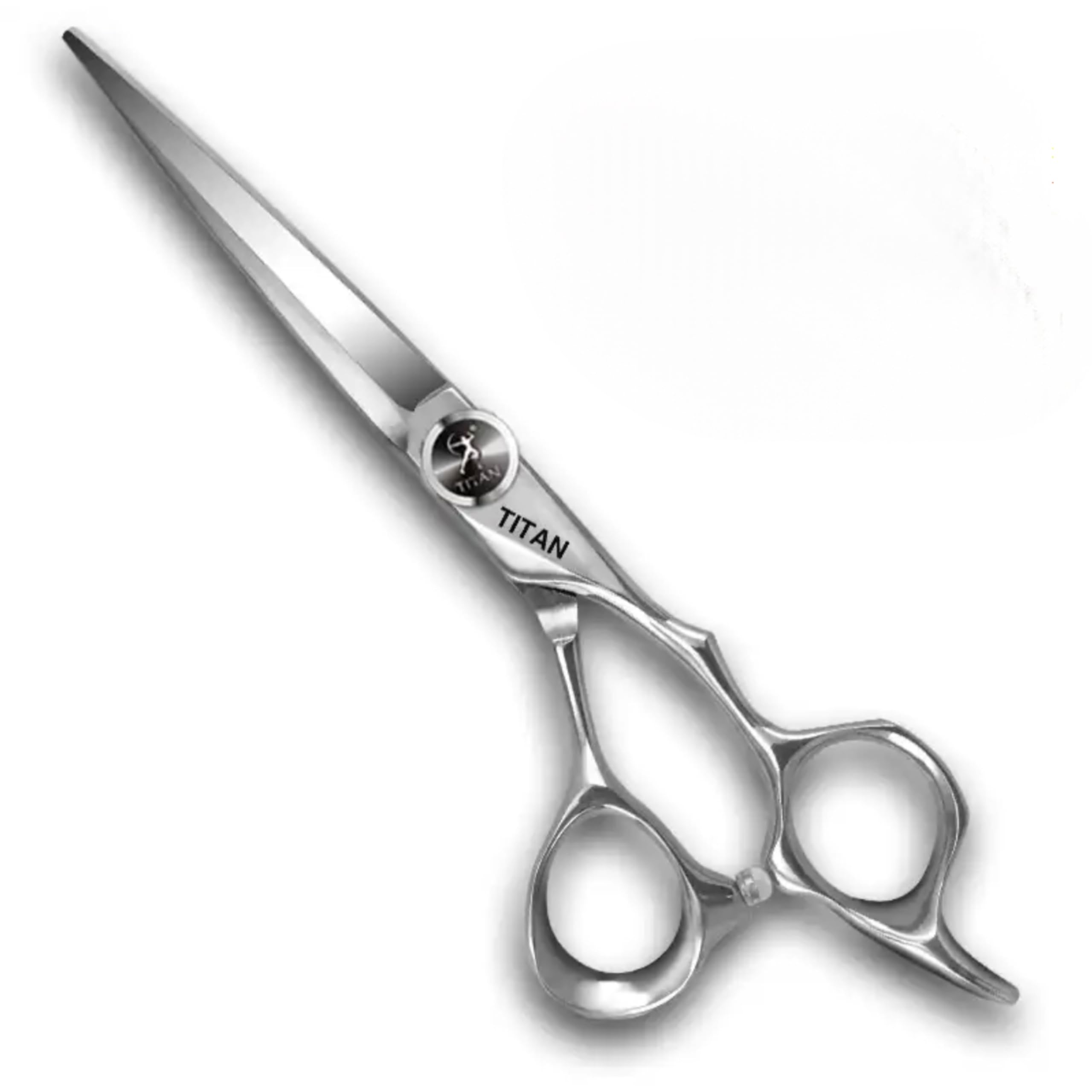 Titan Scissors Silver | Offset Hair Cutting Japanese Style Scissors | Proffesional Barbering Scissors | Sharp Edge | Hand Made Steel 6" Inch
