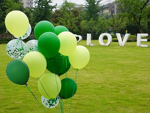 Miniatura 4 de AULE Globos de color verde oscuro y globos de confeti de 12 pulgadas, paquete de 60 globos de látex para helio con cinta verde