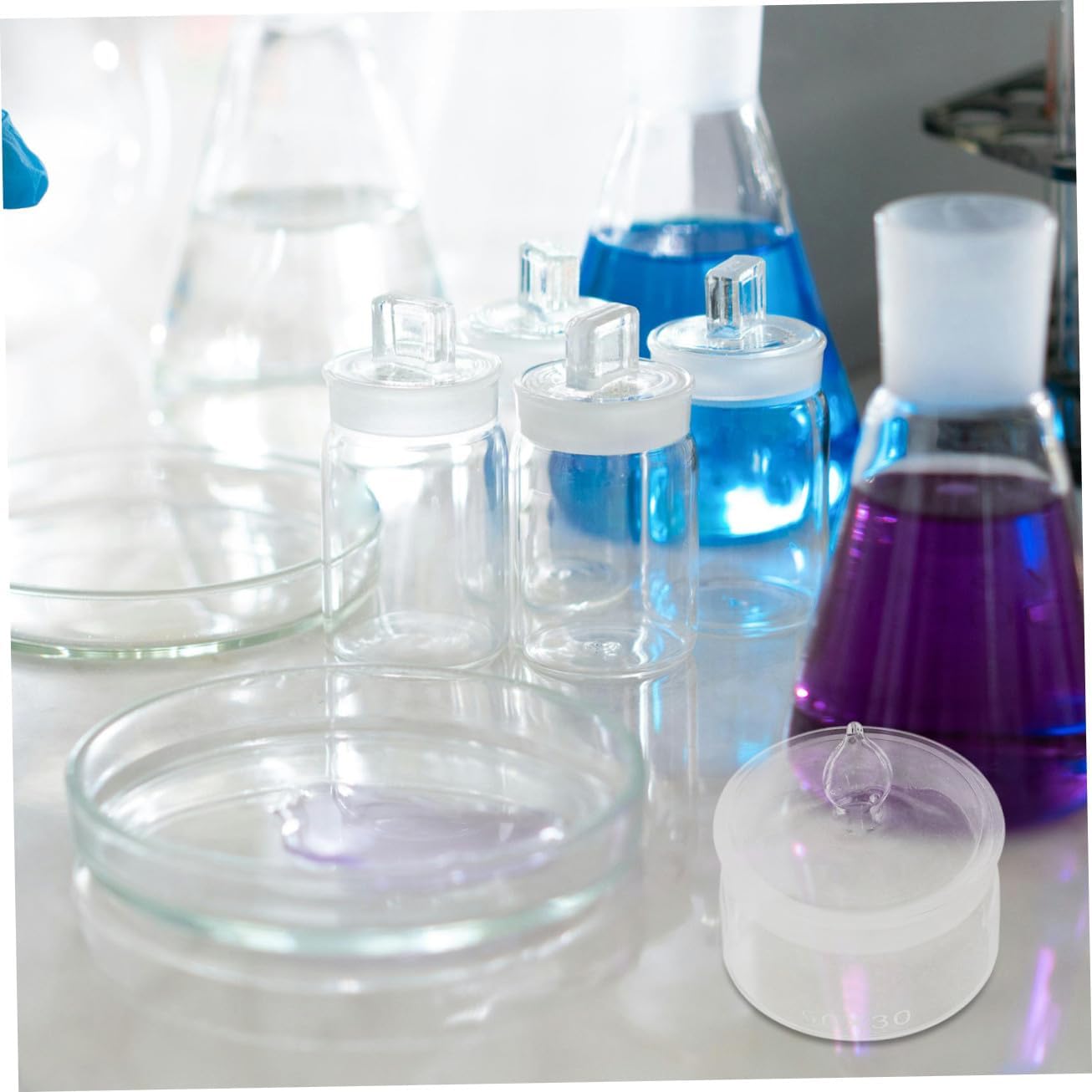 Luxshiny 2pcs Laboratory Glass Weighing Bottles with Lids Sampling Weighing Jar Set 50x30mm for Scientific Lab Use