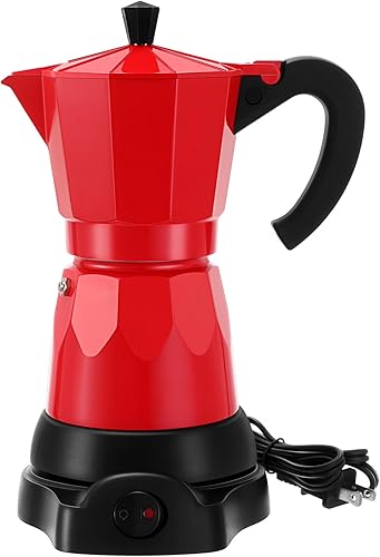 Miniatura 8 de Olla de Café Lemosae 6 Tazas Eléctrica Cafetera de Espresso Italiana Moka 300ml Portátil de Aluminio con Base Desmontable, Regalo para Hogar y Viaje