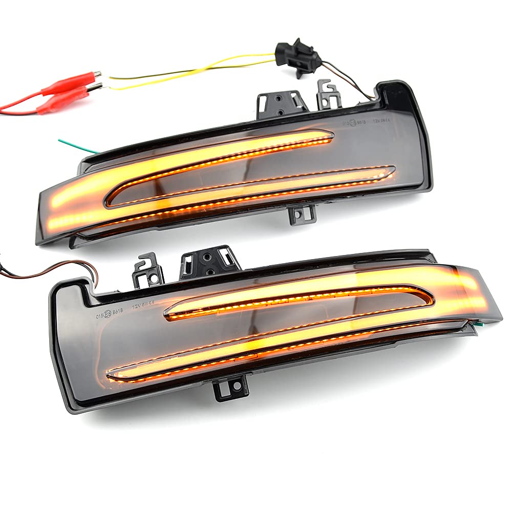 2pz Lampeggiatori Sequenziali Dinamici Compatibili con Be-nz W204 CLA A B C E S GLA GLK CLS Classe W176 W212 LED Specchietto Laterale Luce Indicatore di Direzione Assemblaggio-Blu+Giallo