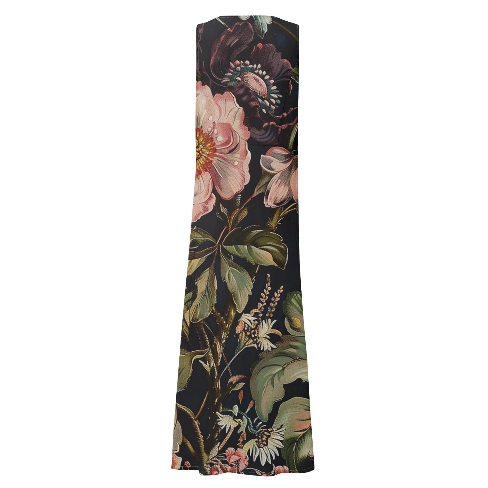 Femme Robe Longue Imprimé Floral Maxi Robe Bohème avec Poches sans Manches Grande Taille Pas Cher Chic éLégant Robe Fluide Tailles S à 3XL