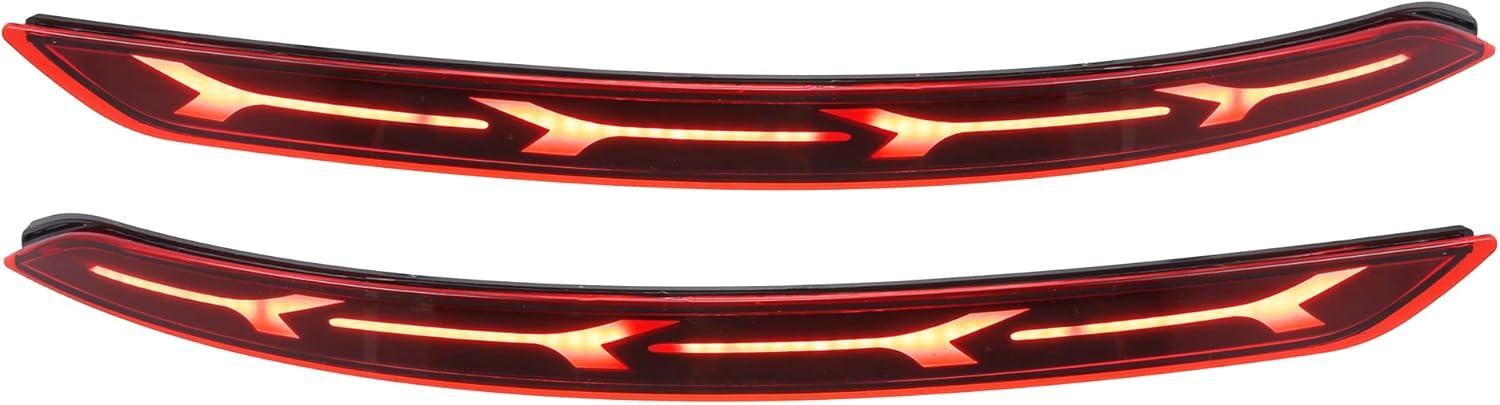 Rear Bumper Reflector Fog Brake Tail Turn Signal Light Red Yellow LED for Hyundai Elantra 2017-2020 Plastic Red Lens (Set of 2)