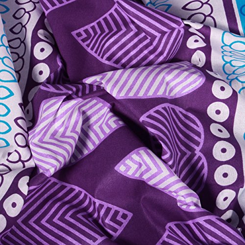 Image of Story@Home 120 TC 1 Bedsheet for Double Bed Cotton with 2 Pillow Covers, Contemporary Pattern, Blue and Dark Purple