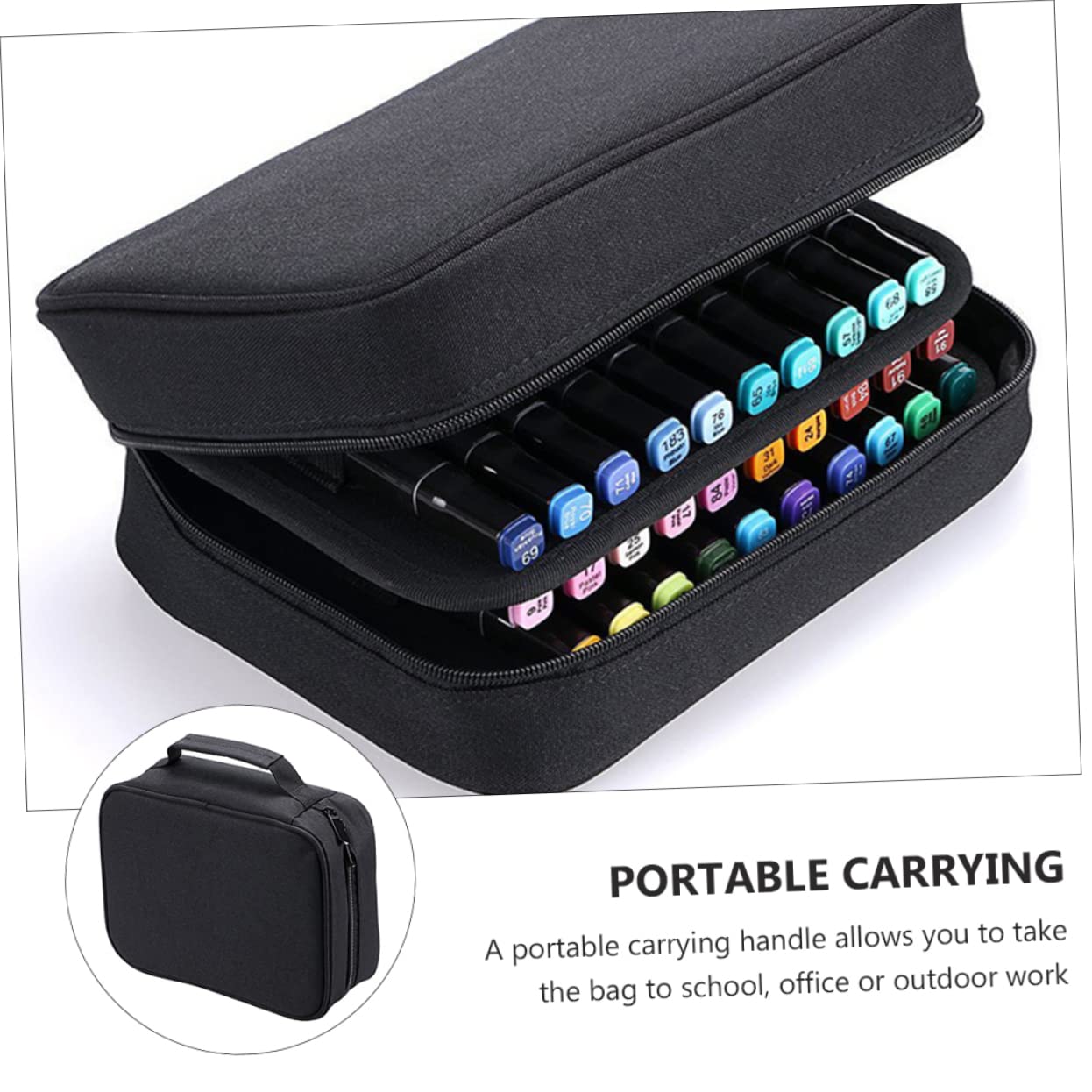 Estuche De Gran Capacidad para Rotuladores Ranuras Protector para Bolígrafos Bolsa De Papelería