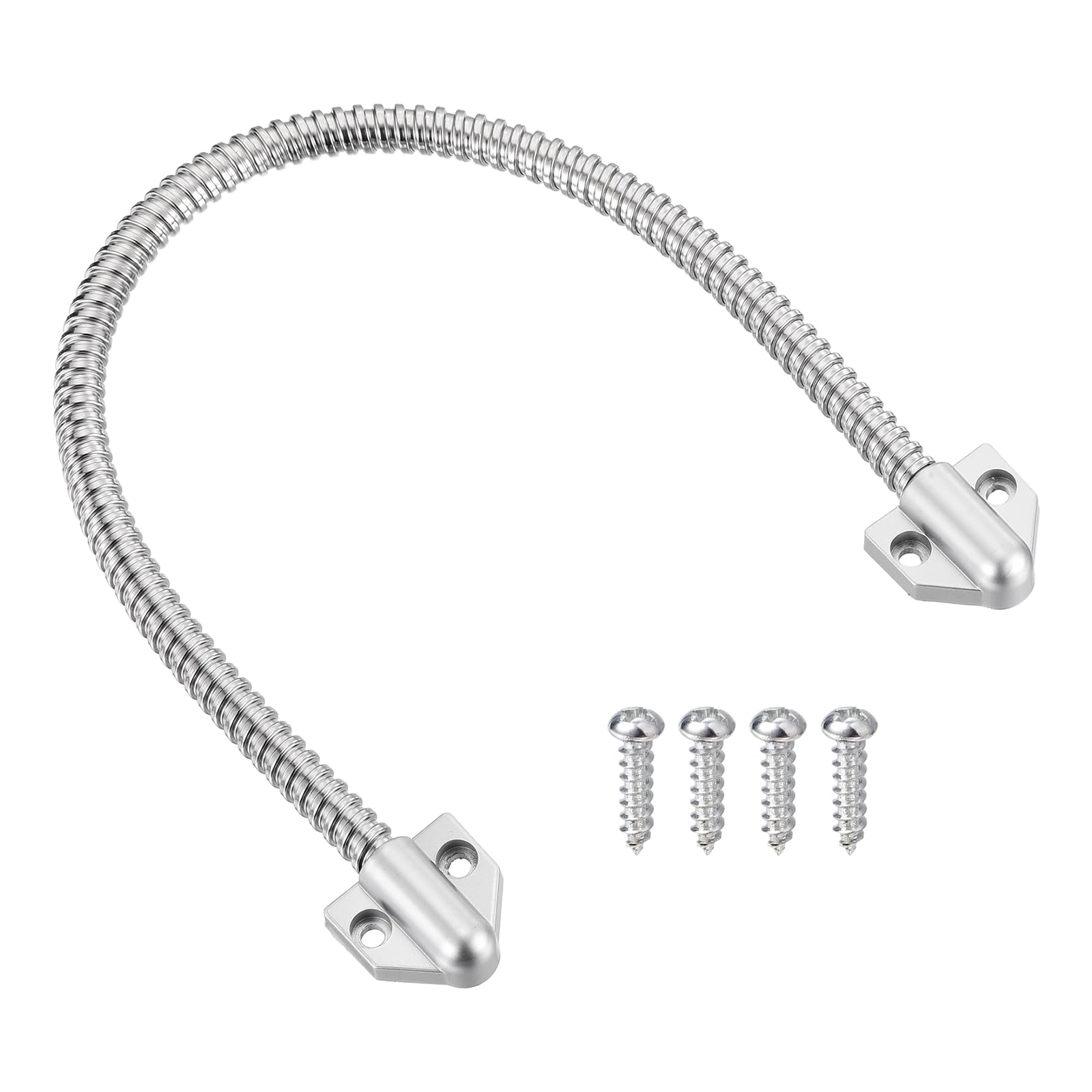PATIKIL Armored Door Loop Wire Protection (400mm L 1/4" ID, Silver)(1Pcs), Door Wire Conduit Power Transfer Armored Cable Wire Sleeve Protector with Plastic Ends,Suit for-Access System
