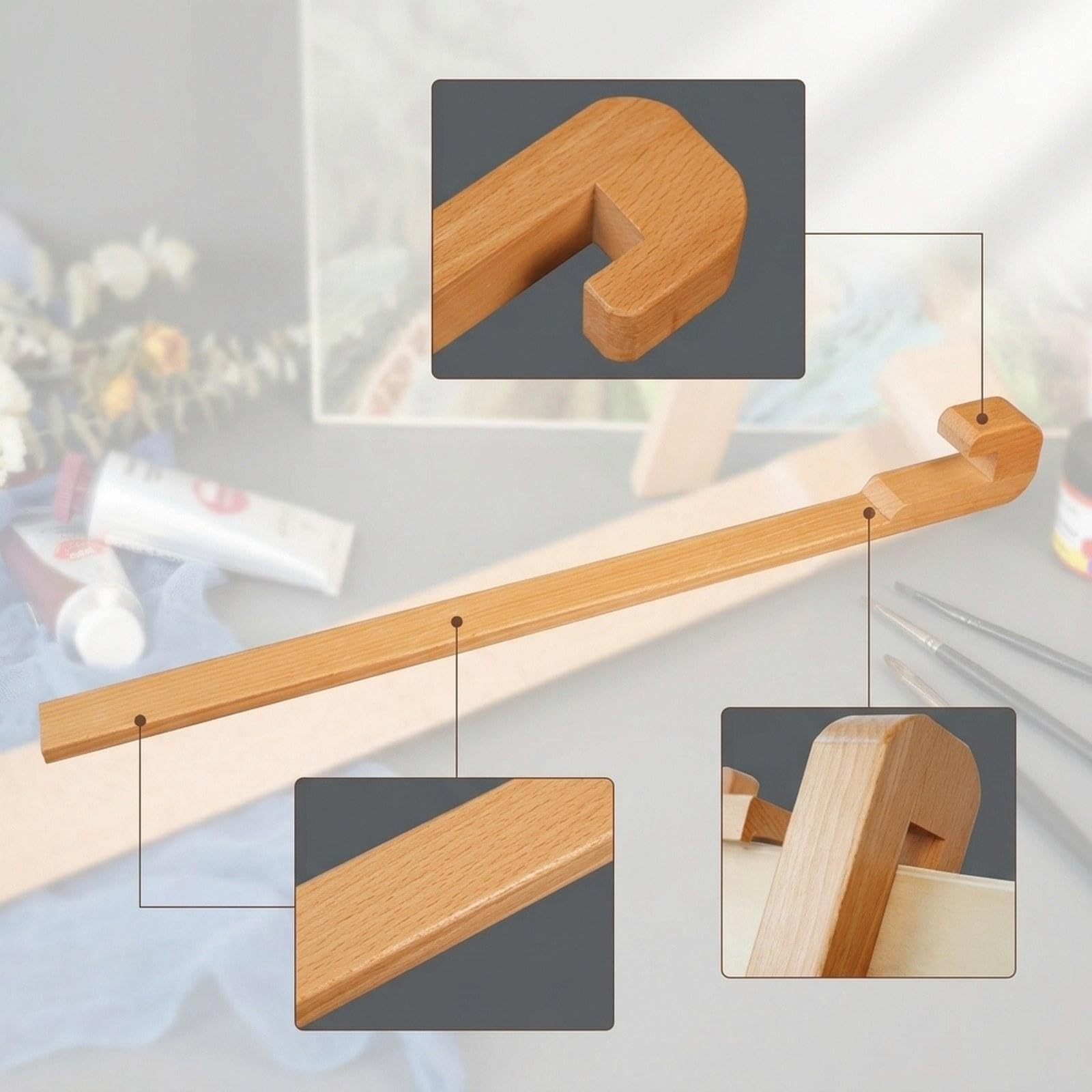 Soporte de Mano de Madera para Pintor, Varilla de Apoyo para Dibujo con Construcción de Madera Confiable Y Gancho Innovador, Adecuado para Pintura Al