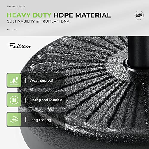 Image of FRUITEAM 51lbs Outdoor Fillable Plastic Patio Umbrella Base, Heavy Duty Market Table Umbrella Base Weighted Stand, for Outdoor, Garden, Pool (Black)
