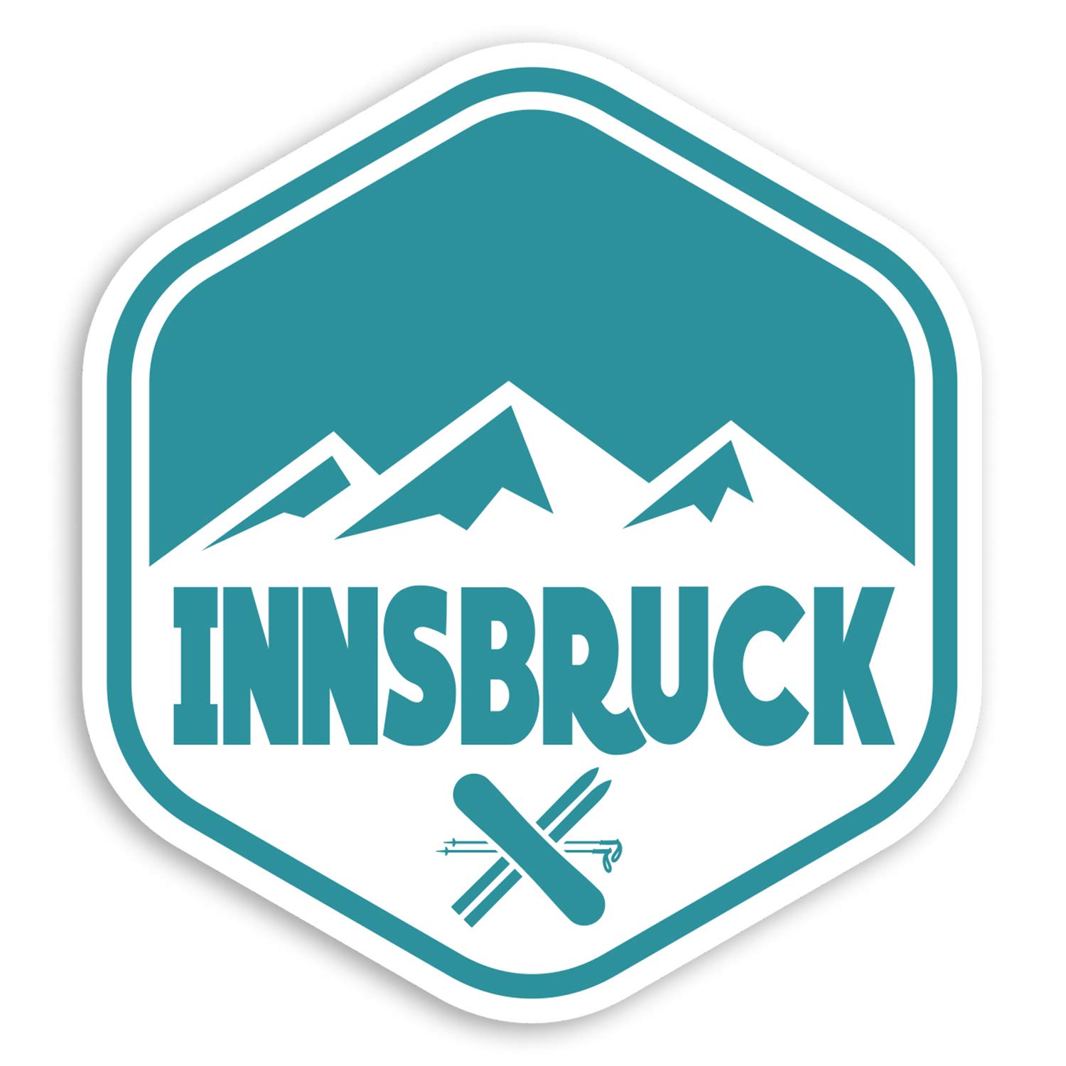 Destination Vinyl Ltd Multi 2 X 10Cm Innsbruck Austria Vinyl Stickers - Ski Resort Luggage Sticker #29045