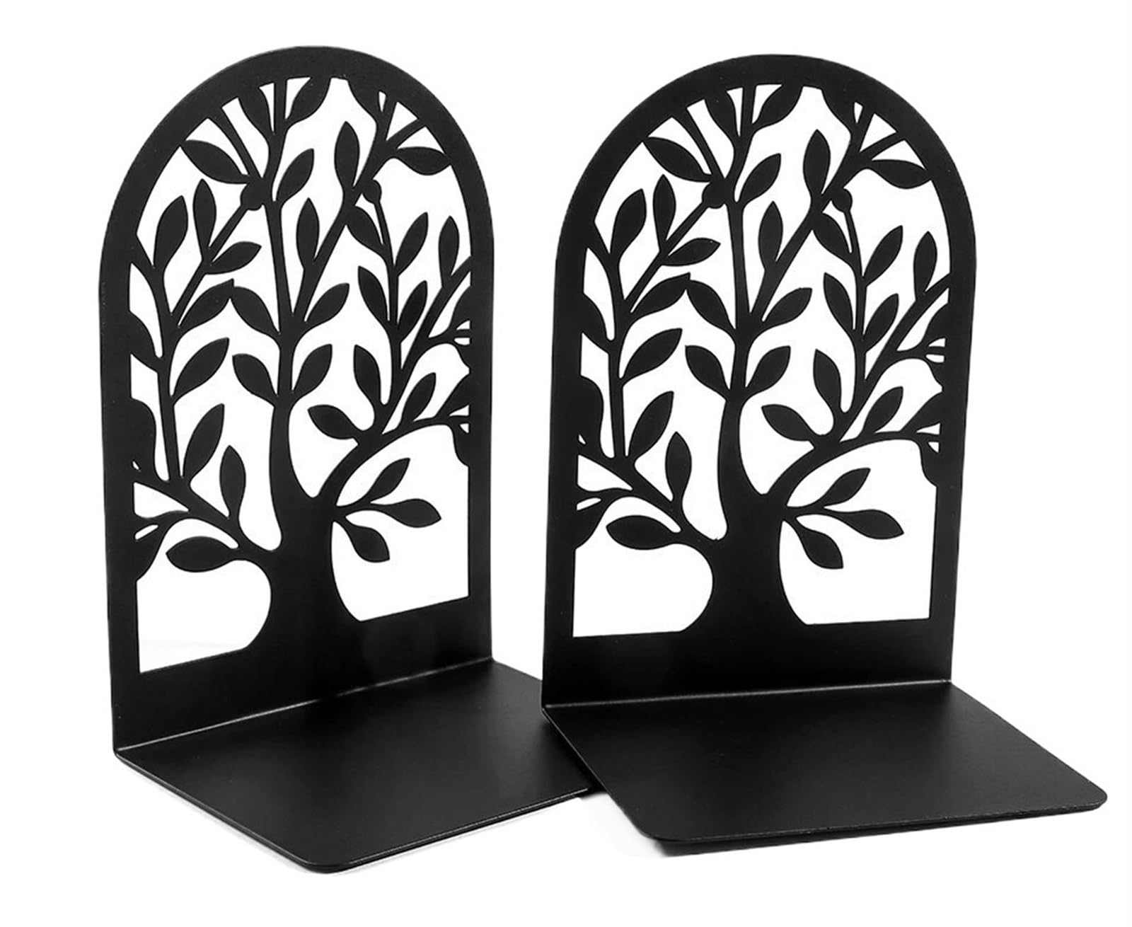Serre-livres en métal Arbre de Vie noir robuste pour étagère design