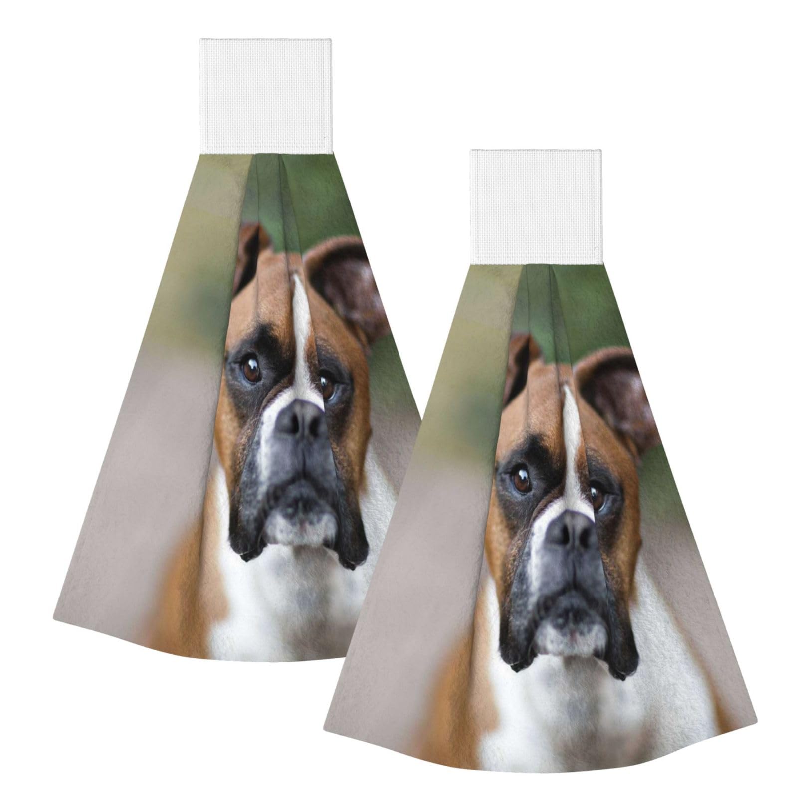 DOPKLNA Boxer Dog, 2 Pcs Hanging Coral Fiber Hand Towels for Bathroom, Absorbent Kitchen Towels