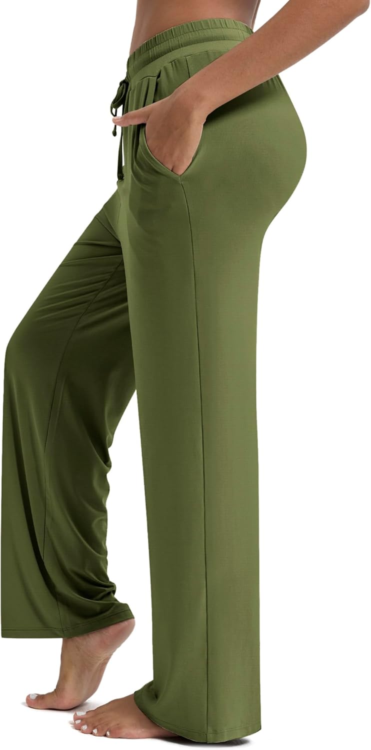 Maxbee Wide Leg Pants for Woman, Loose Sweatpants Women with Pockets,Baggy Casual Drawstring Yoga Pants Long Style