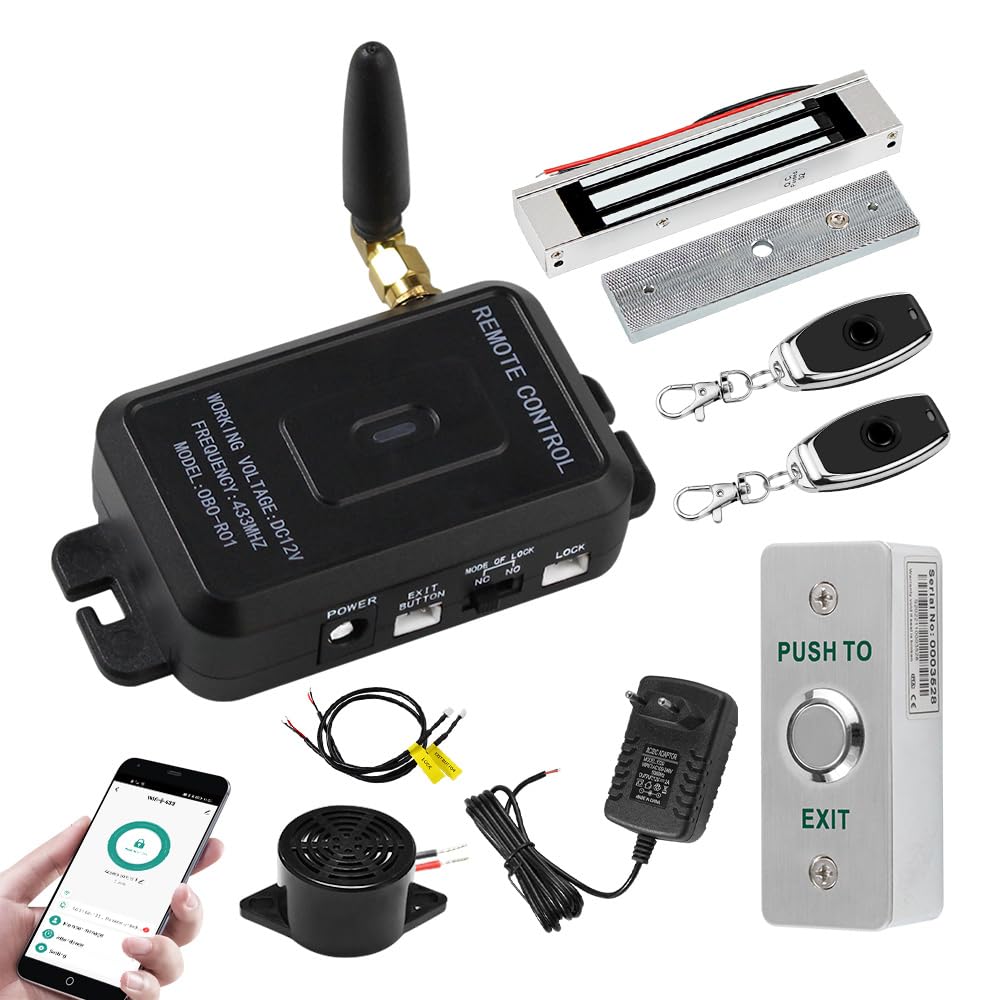 Tuya - Kit completo de sistema de control de acceso, abridor de puerta de control remoto de 433 MHz, cerradura magnética de 180 kg, transmisores remotos de 30 m