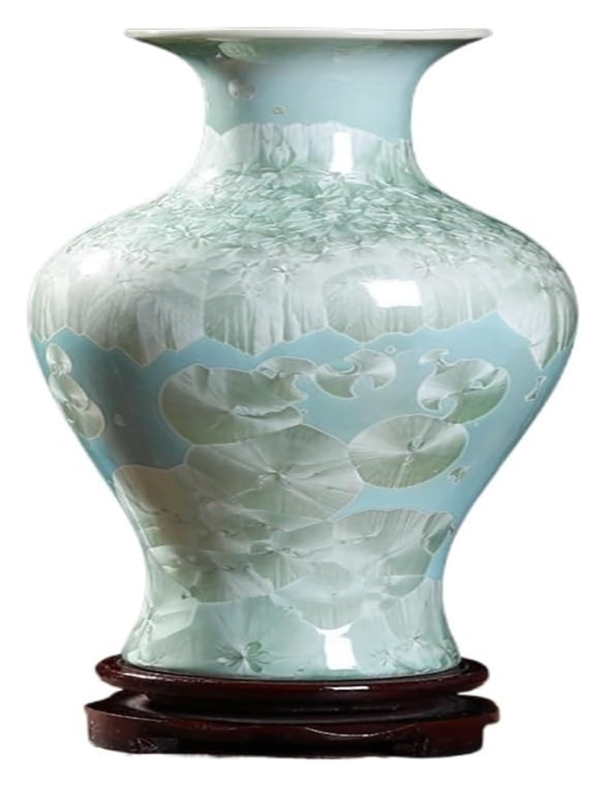 Vase Tabletop Flower Glass Crystallized Glaze Decorative Chinese Style Ceramic Home Living Room Vase(Yellow,A)-Blue-C(bule,B)