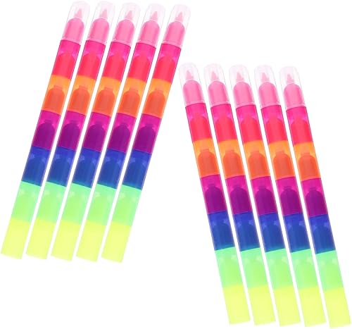 10 marcadores apilables de colores brillantes para tomar notas, estudiar y proyectos creativos, marcadores fluorescentes compactos y ligeros para