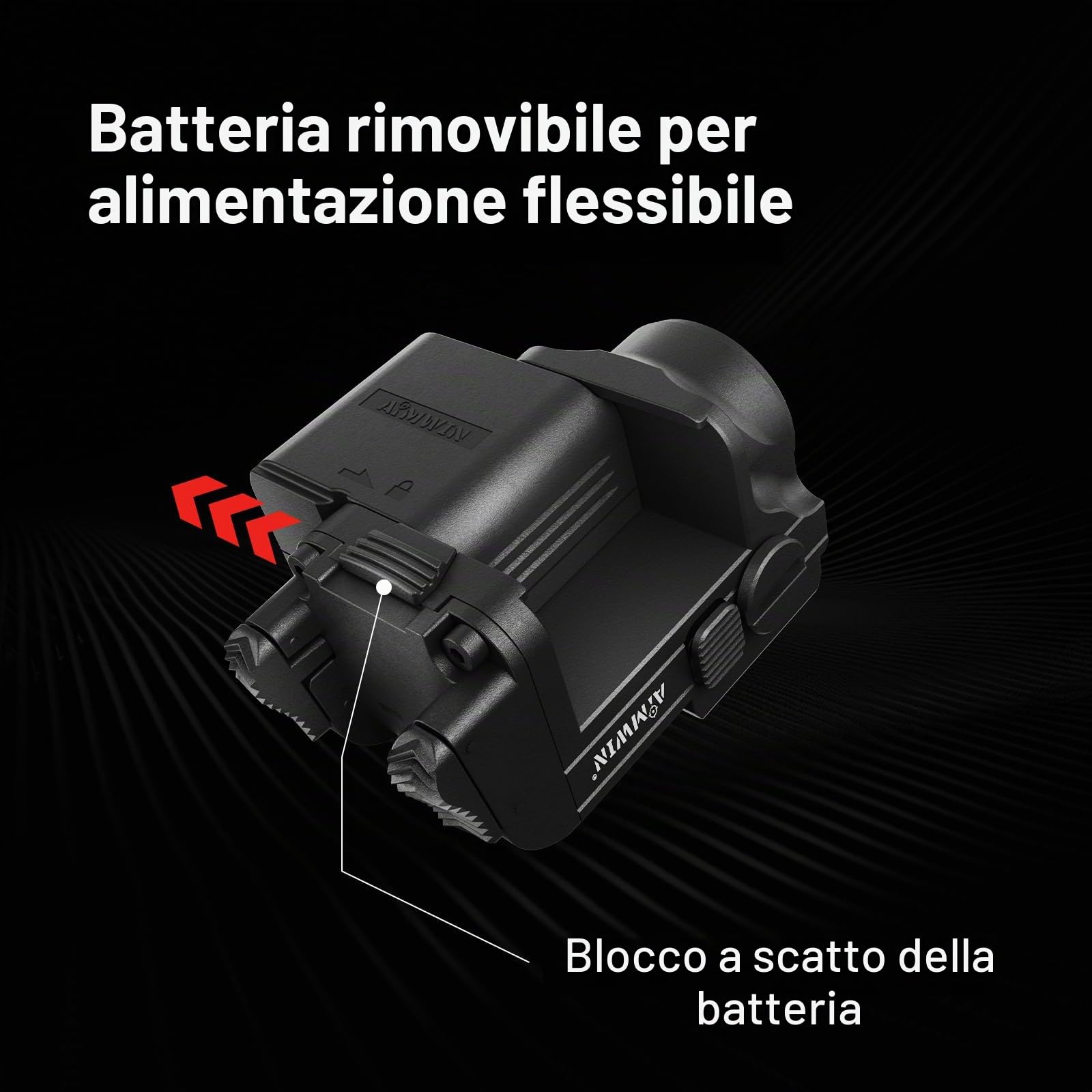 AIMWIN per Pistola 900 Lumen – Torcia LED Compatta Ricaricabile Montata su Slitta per Pistole, Impermeabile, Resistente, Alta Potenza – Compatibile con Glock, Slitta Picatinny 1913
