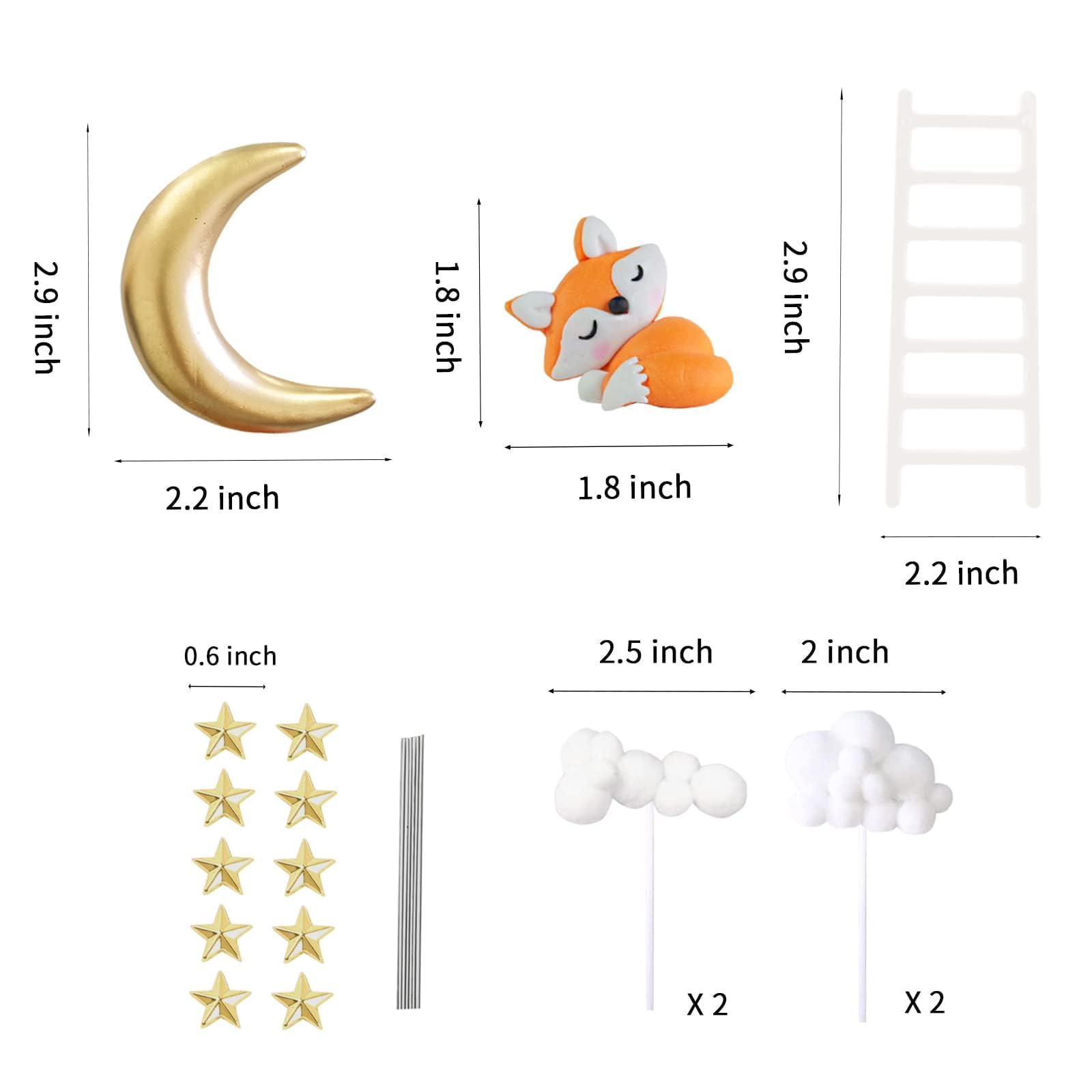 Fuchs-Kuchendeckel Set – Inkl. Wolken, Sterne, Mond & Leiter – Torten-Deko Für Kindergeburtstage, Wiederverwendbar, Nicht Essbar
