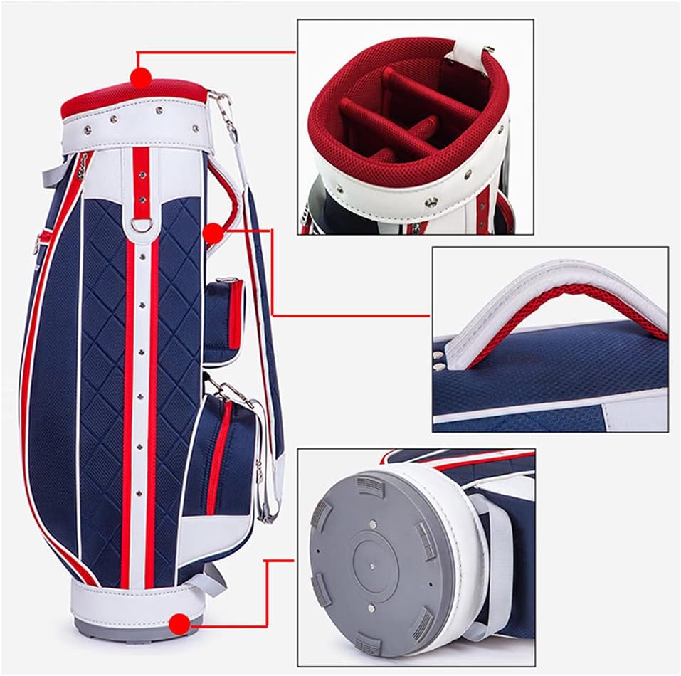 Golf Cart Bag for Men and Women,Lightweight Golf Travel Bag,Hold 14 Clubs,Waterproof PU Golf Staff Bag, Red, White, Black, Navy Blue