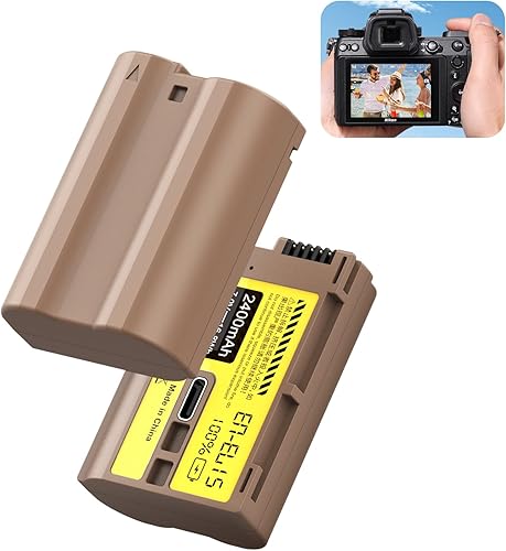 EN-EL15 - Batería de cámara tipo C para batería de iones de litio Nikon con puerto de carga USB-C de 2400 mAh para Nikon D500 D600 D610 D750